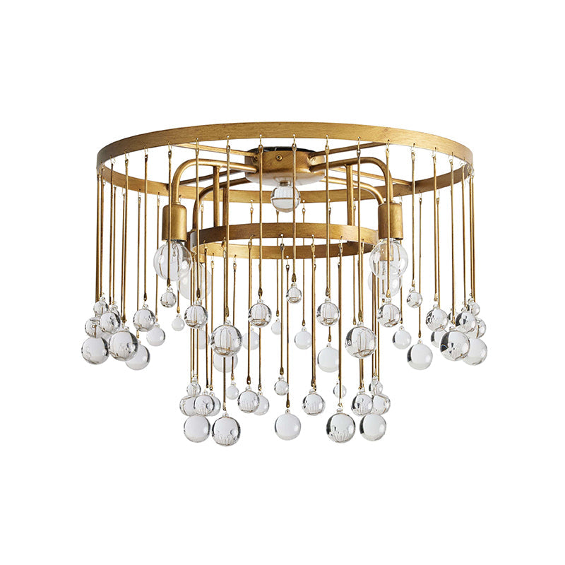 Fljotuvyo Postmodern Luxury Brass Crystal Flush Mount Ceiling Lamp