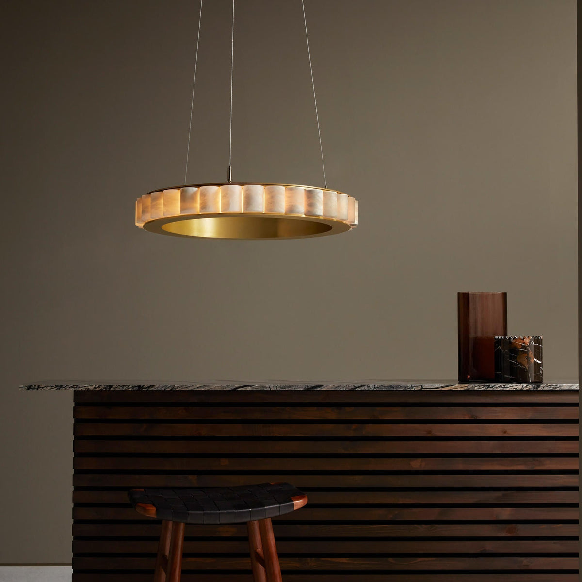Lyra Postmodern Luxury Stainless Alabaster Chandelier