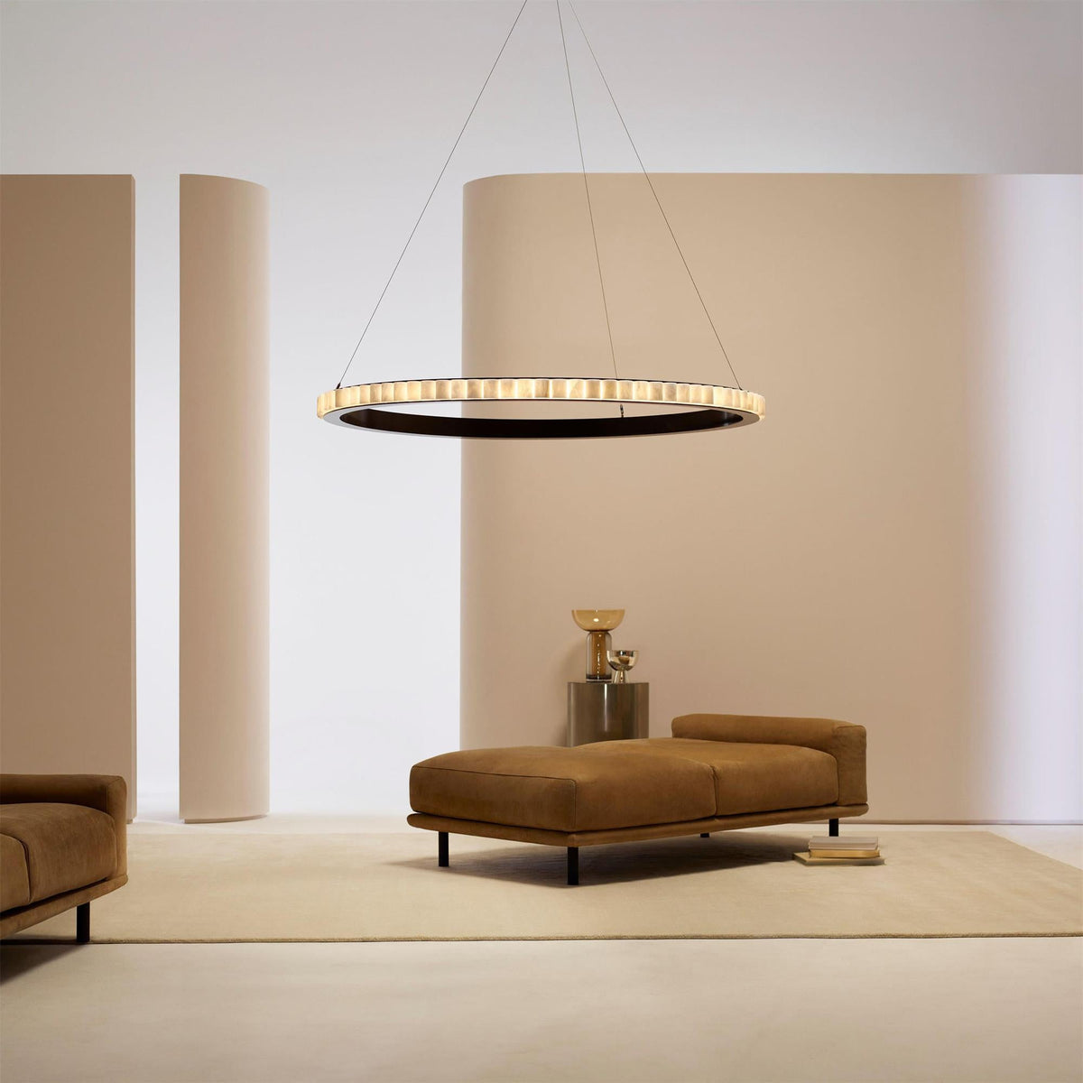 Lyra Postmodern Luxury Stainless Alabaster Chandelier