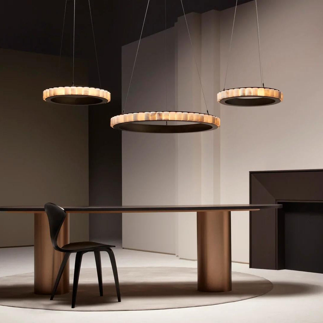 Lyra Postmodern Luxury Stainless Alabaster Chandelier