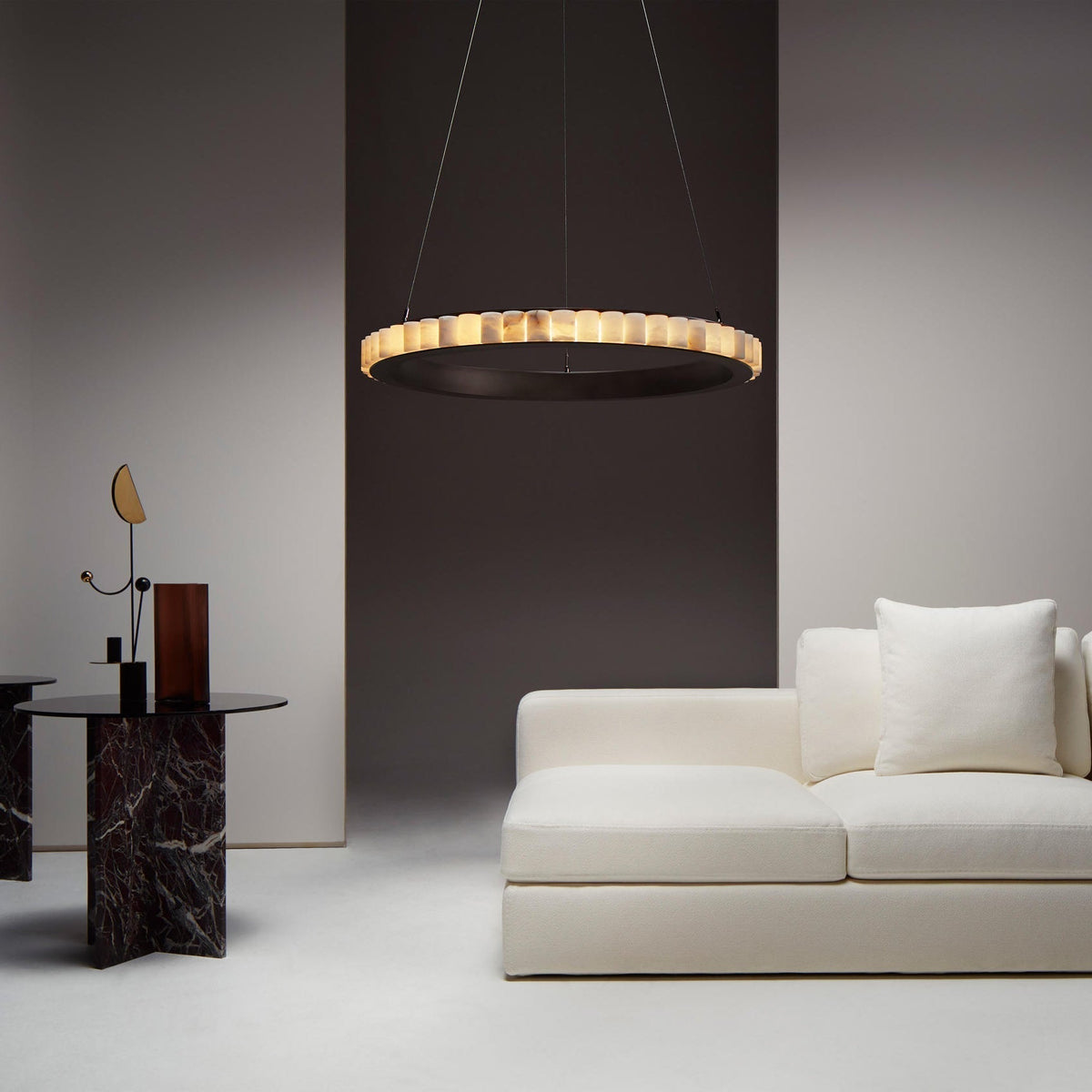 Lyra Postmodern Luxury Stainless Alabaster Chandelier