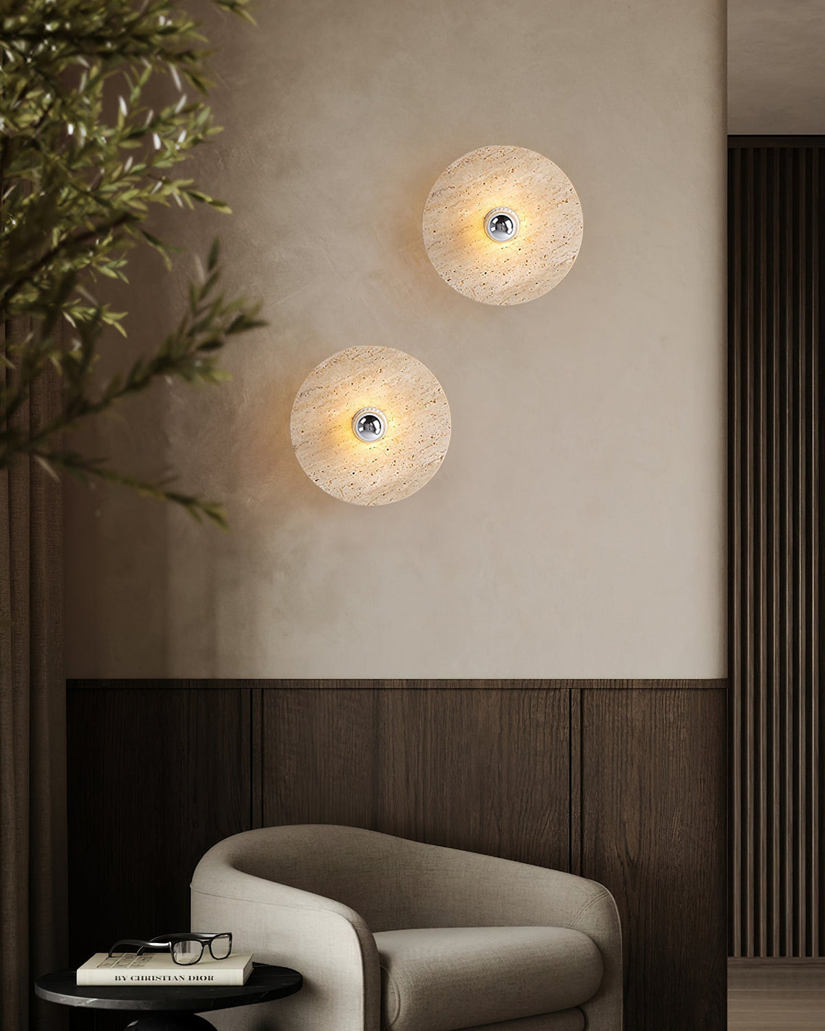 Norarora Travertine Flush Mount Ceiling Light