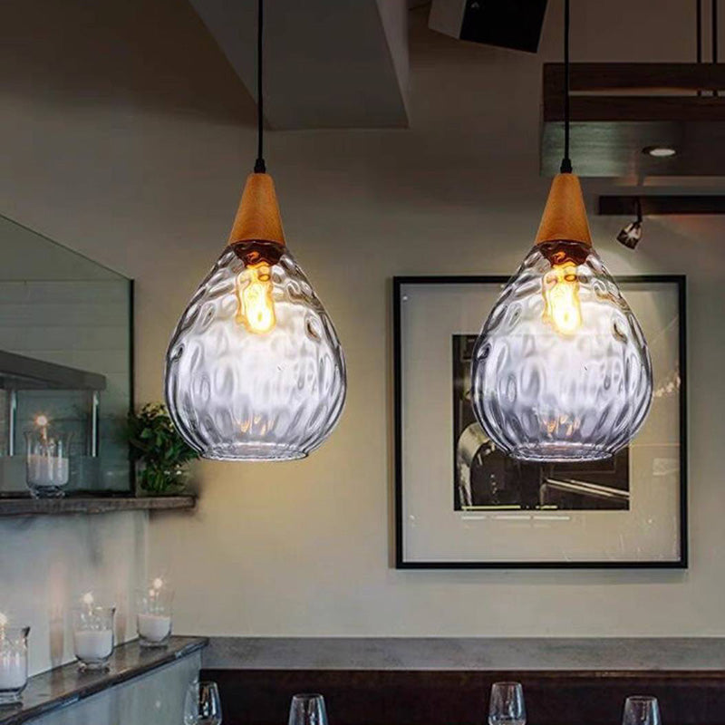 Alverin Pendant Light Glass Wood Amber-Neutral Decor