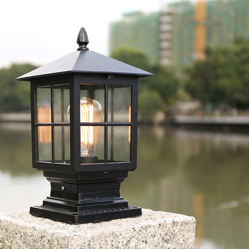 Arvico Outdoor Light Modern Glass Lantern LED Post-Neutral Decor