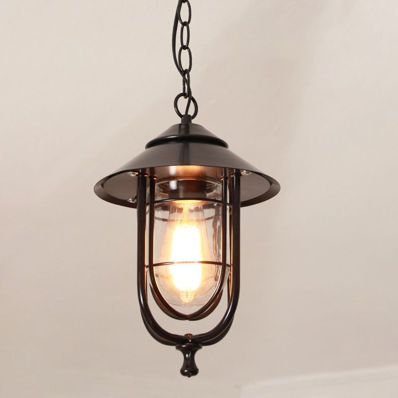 Dipugud Retro Lantern Metal Pendant Light, Black/Bronze