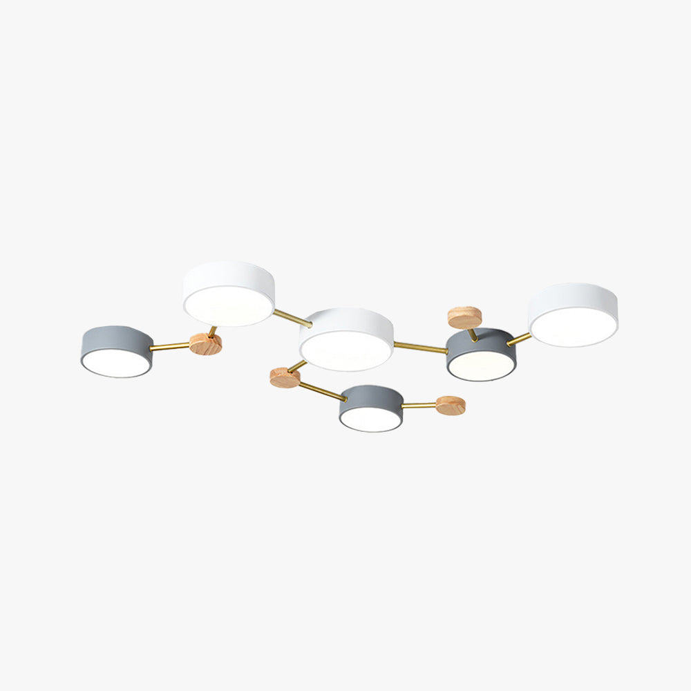 Wekabilu Modern LED Ceiling Light Log Living Room Bedroom White Grey
