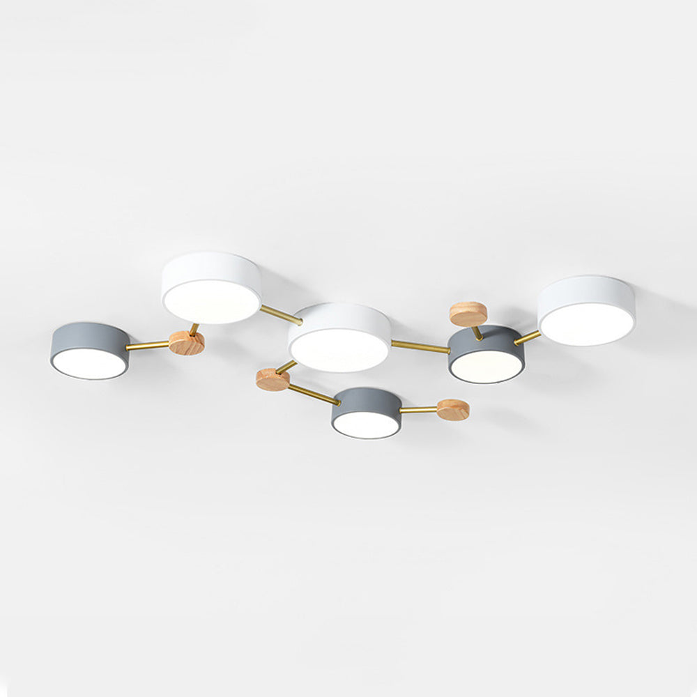 Wekabilu Modern LED Ceiling Light Log Living Room Bedroom White Grey