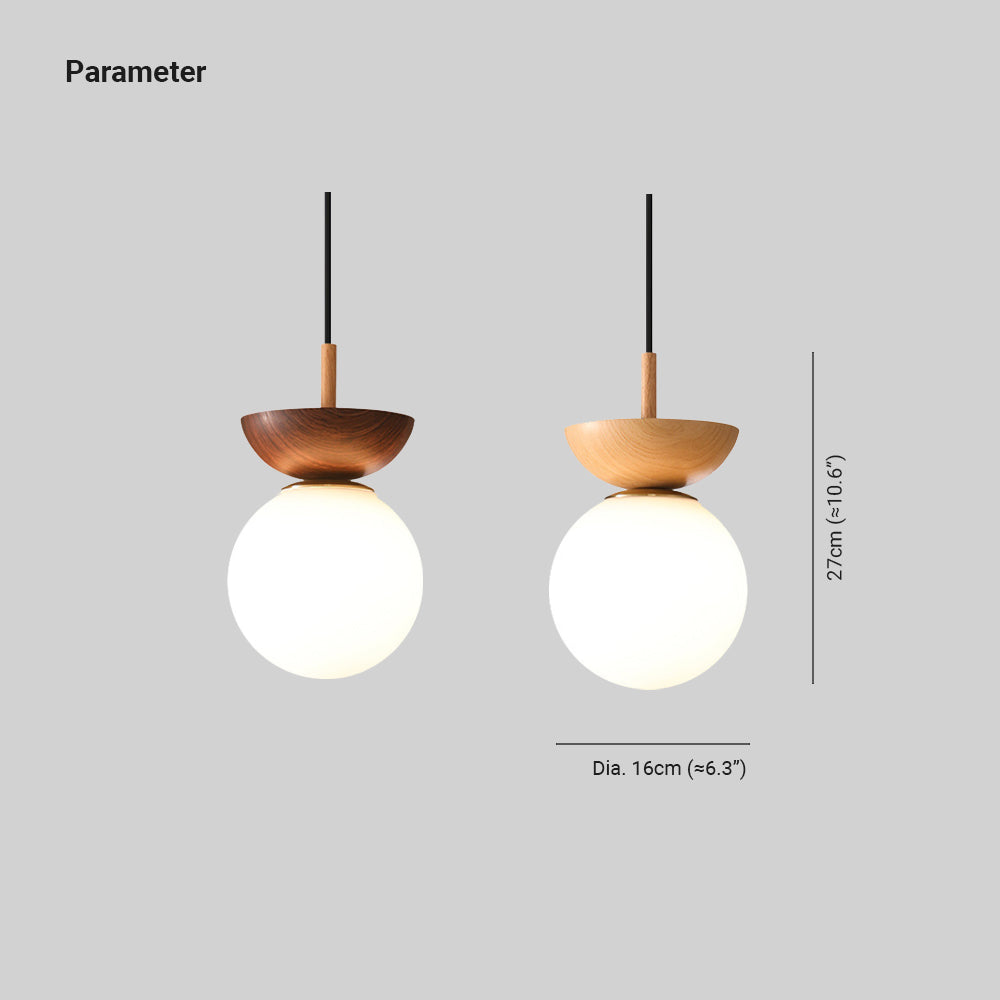 Zuliguki Nordic Japanese Glob LED Ceiling/Pendant Light Metal Glass Bedroom, Burlywood