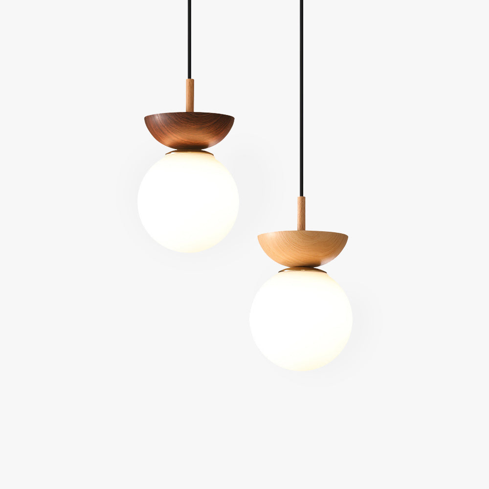 Zuliguki Nordic Japanese Glob LED Ceiling/Pendant Light Metal Glass Bedroom, Burlywood