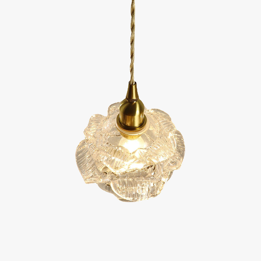 Cosivade Romantic Retro Rose Pendant Light Clear Glass Bedroom
