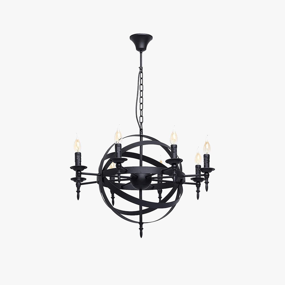 Bupavasu Retro Candle LED Chandelier Metal Glass Black Dining Room