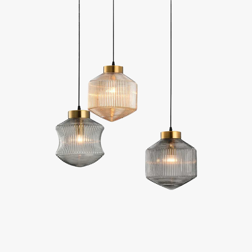 Wubitisu Modern LED Pendant Light Smoke Gray Glass Bedroom
