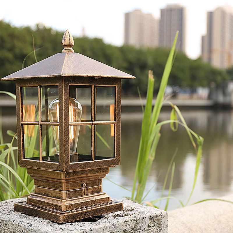 Arvico Outdoor Light Modern Glass Lantern LED Post-Neutral Decor