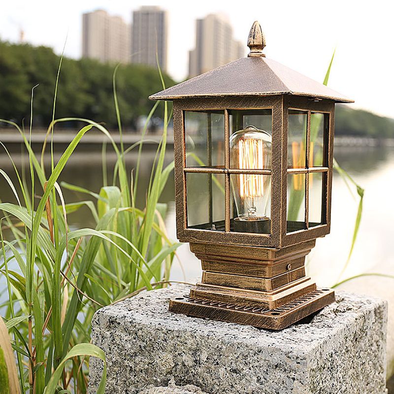 Arvico Outdoor Light Modern Glass Lantern LED Post-Neutral Decor