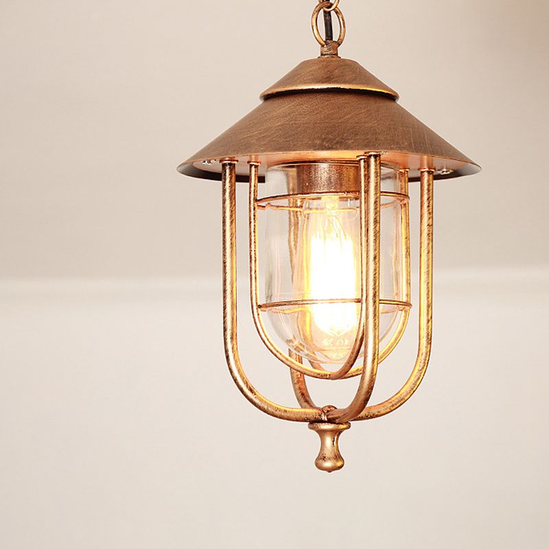 Dipugud Retro Lantern Metal Pendant Light, Black/Bronze