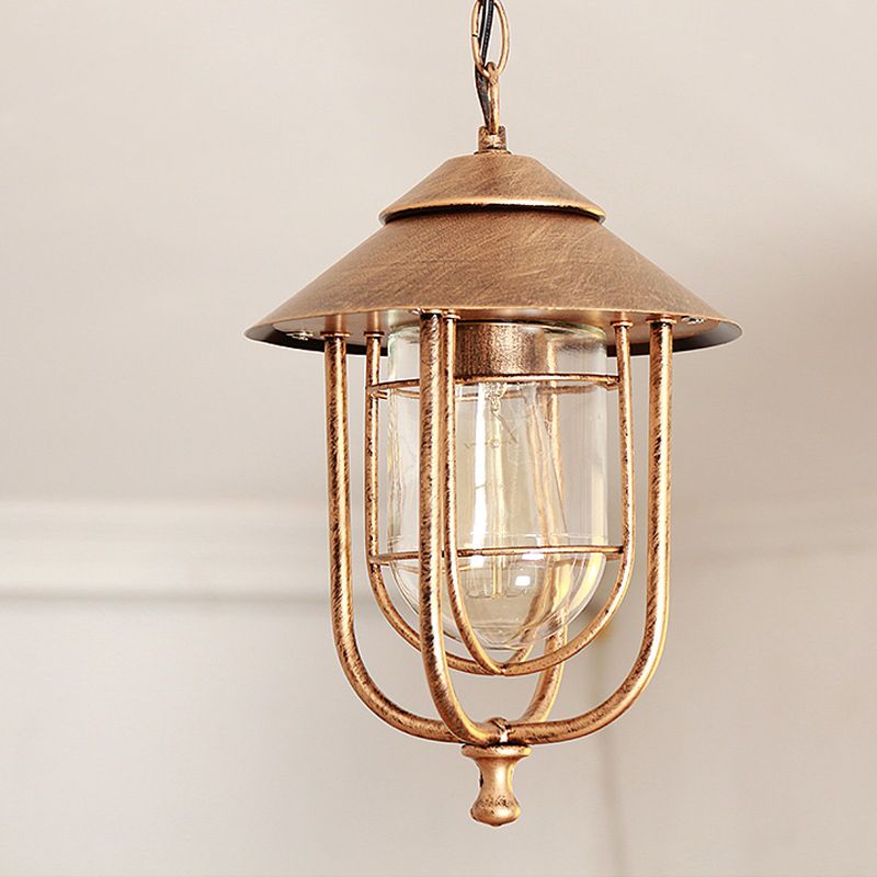 Dipugud Retro Lantern Metal Pendant Light, Black/Bronze