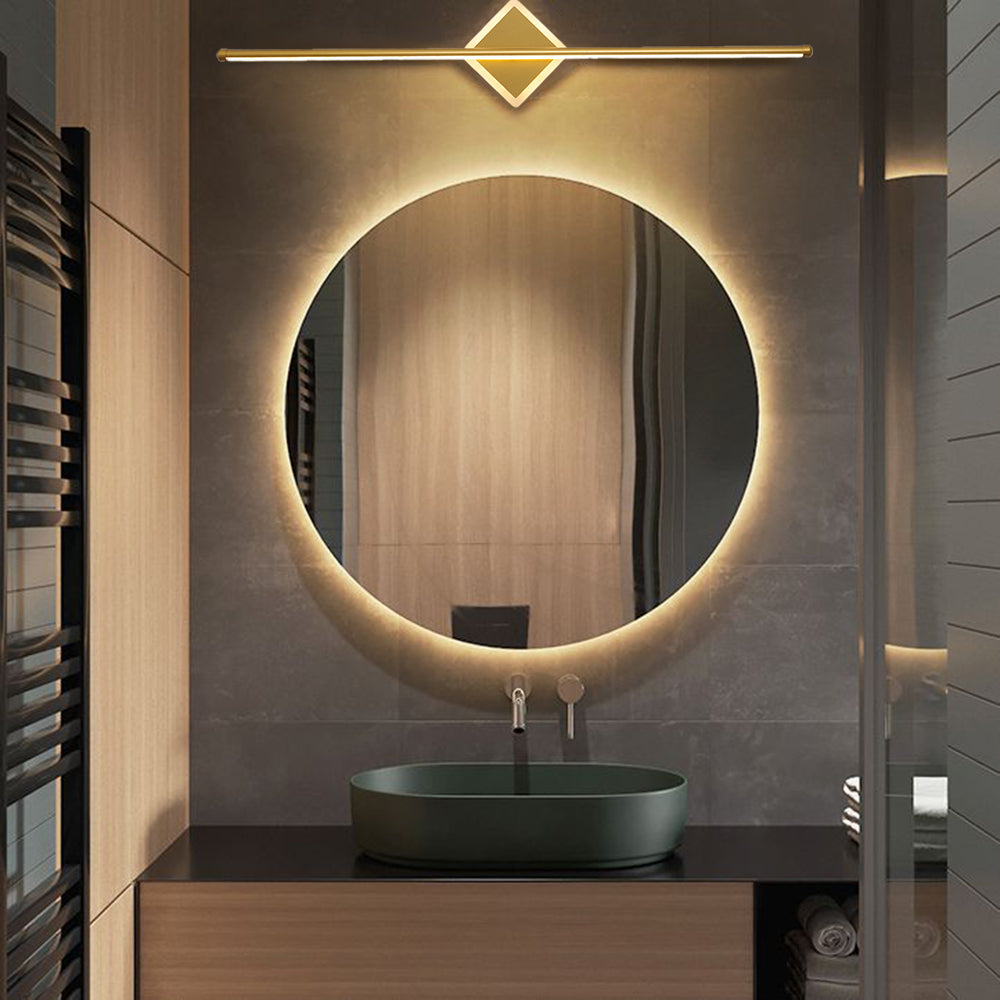 Januked LED Linear Mirror Front Vanity Wall Lamp, Black/Gold