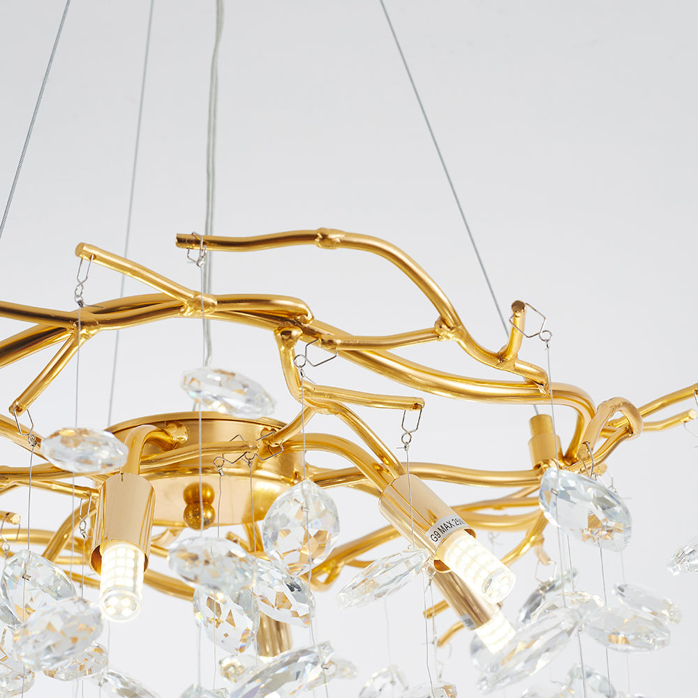 Wonatik Contemporary Gold Glass Crystal Chandelier