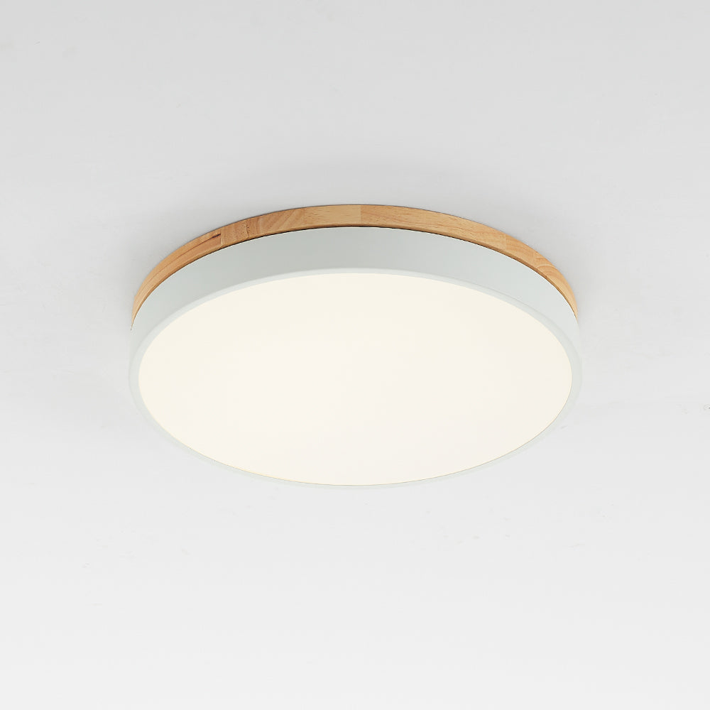 Losupak Nordic LED Round Flush Mount Ceiling Light Wood Color