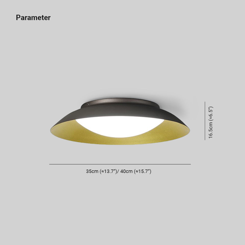 Rebenos Round Metal Flush Mount Ceiling Light, Brass