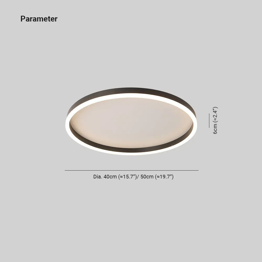 Dunomut Minimalist Ring Metal Flush Mount Ceiling Light, Black