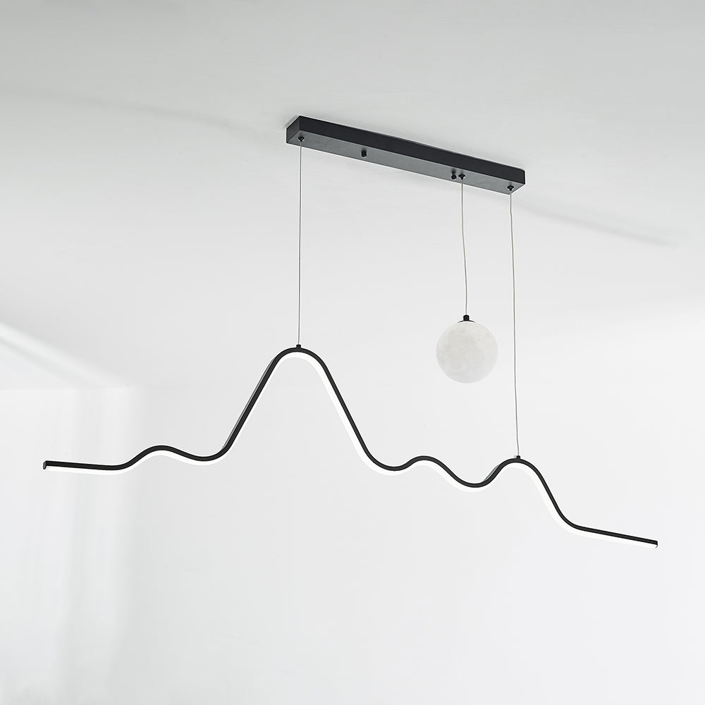 Gokanar Minimalist Wavy Metal Pendant Light, Black/White/Gold