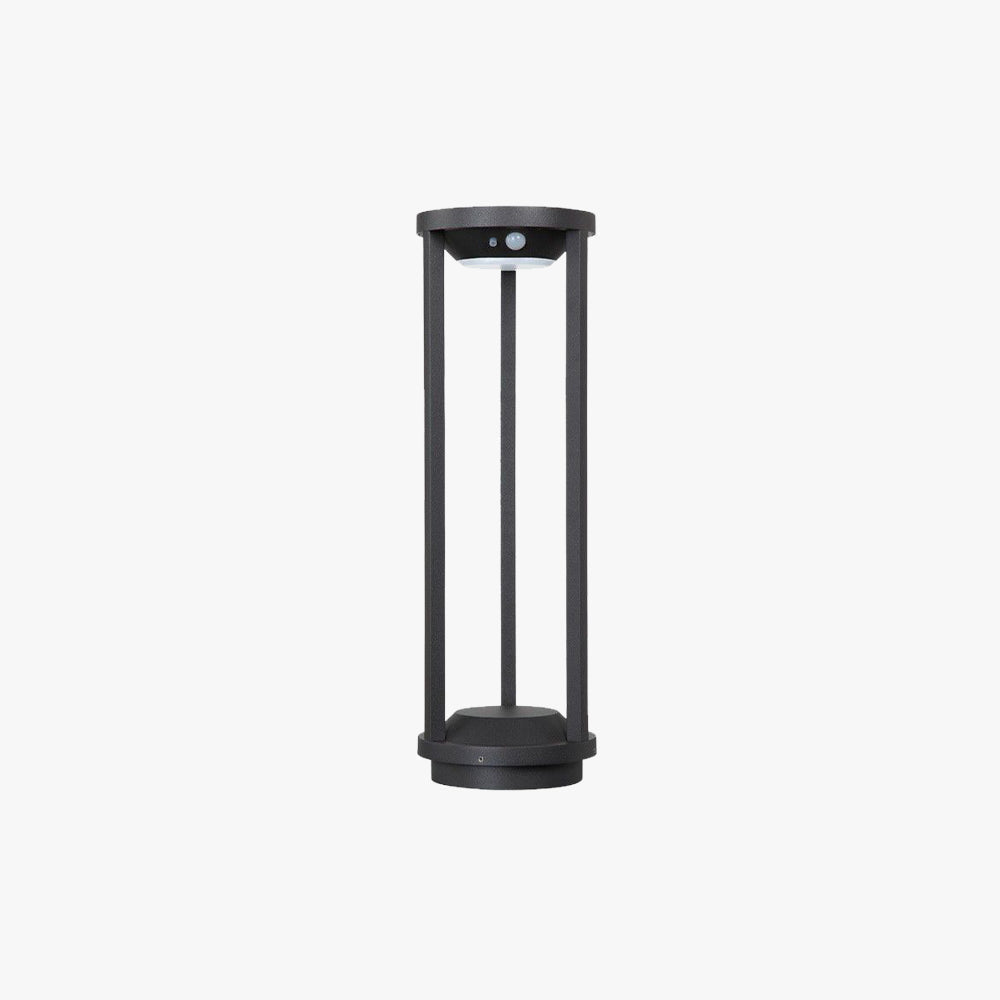 Wikagom Modern Metal Cylindrical Hollow Outdoor Bollard Light, Black
