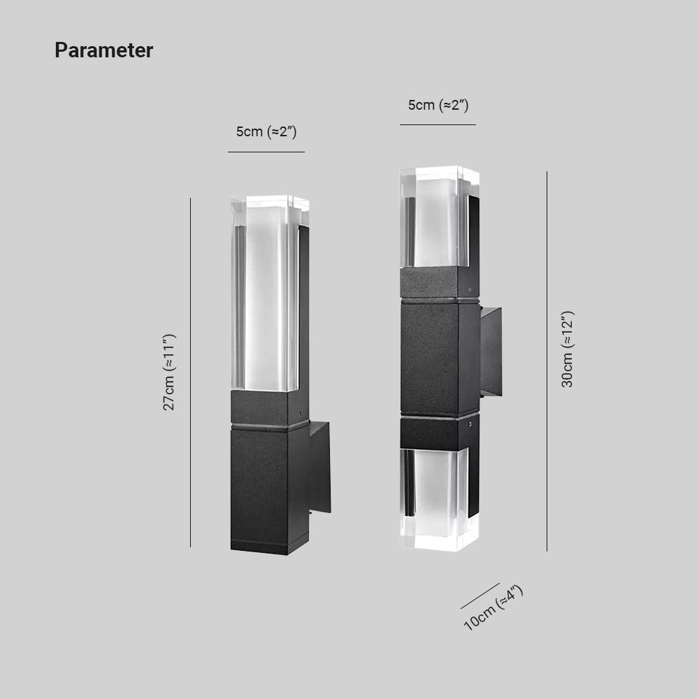 Lisipom Modern Rectangular Double- Head Metal Outdoor Wall Lamp