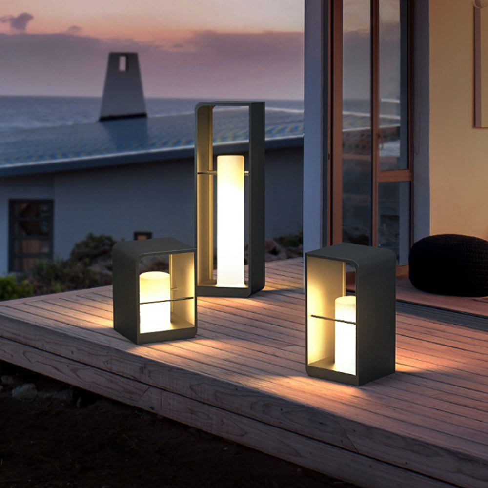 Kidogis Minimalist Rectangular Solar Power Outdoor Path Lighting, Black