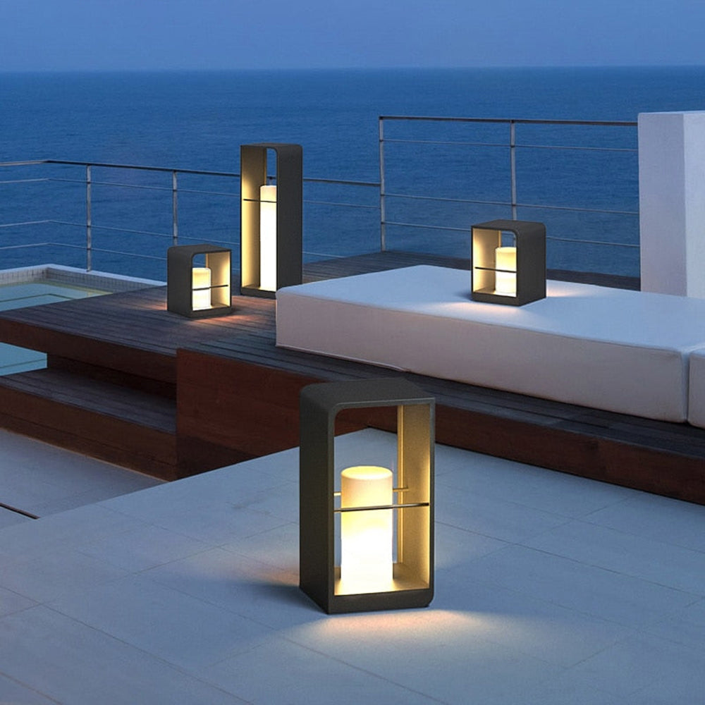 Kidogis Minimalist Rectangular Solar Power Outdoor Path Lighting, Black
