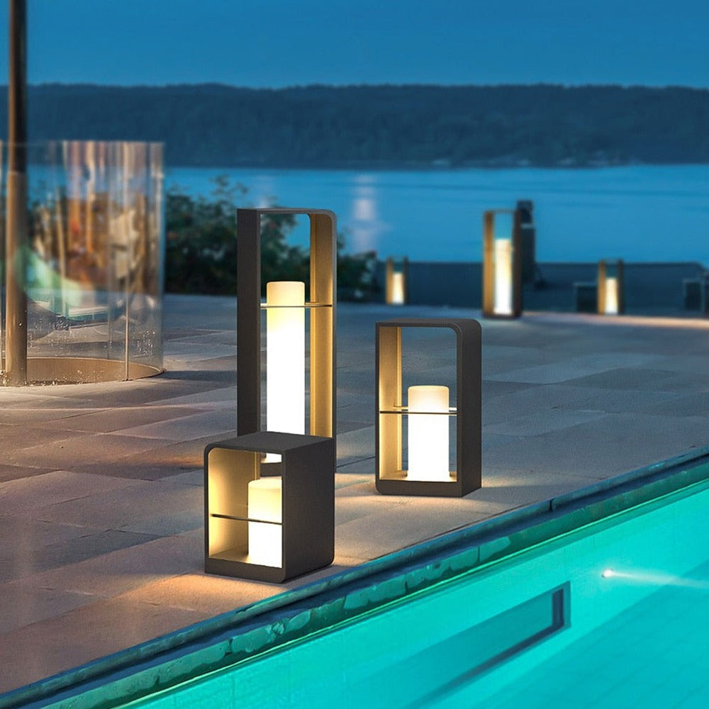 Kidogis Minimalist Rectangular Solar Power Outdoor Path Lighting, Black