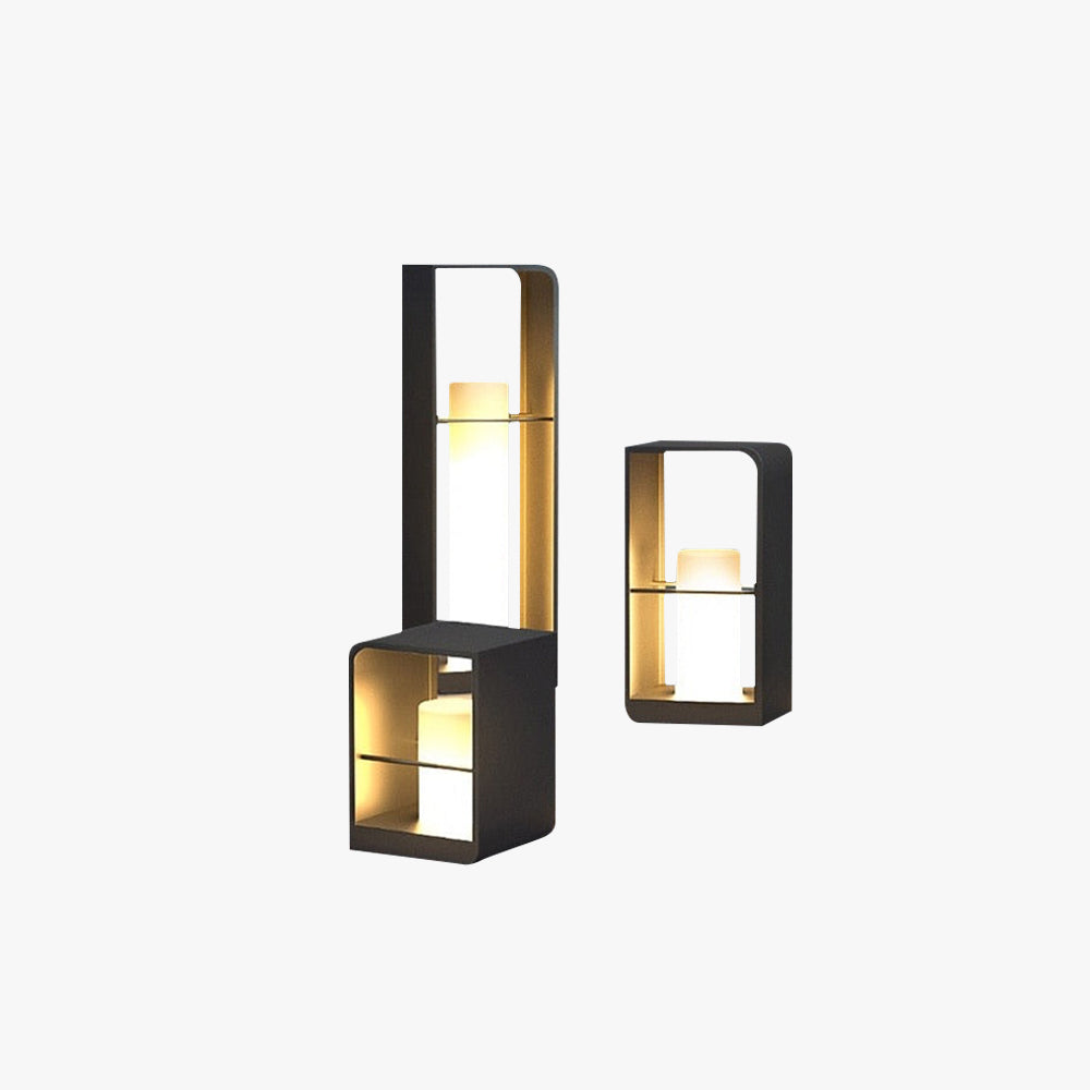 Kidogis Minimalist Rectangular Solar Power Outdoor Path Lighting, Black