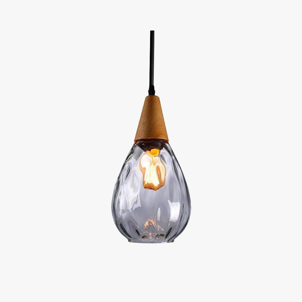 Alverin Pendant Light Glass Wood Amber-Neutral Decor