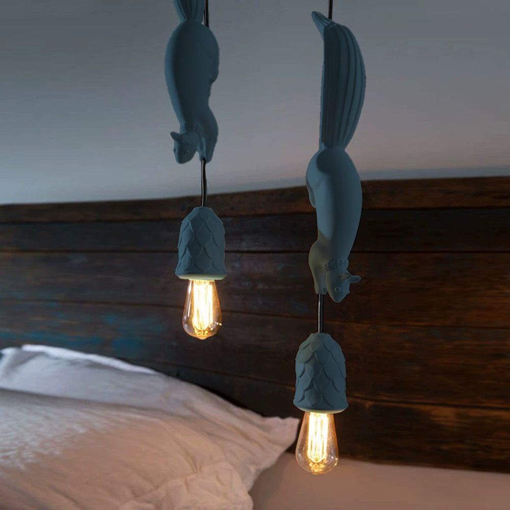 Jamolile Pendant Light Squirrel/Pinecone Modern, Resin, Restaurant