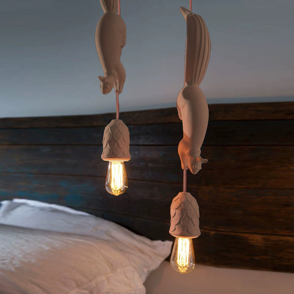 Jamolile Pendant Light Squirrel/Pinecone Modern, Resin, Restaurant