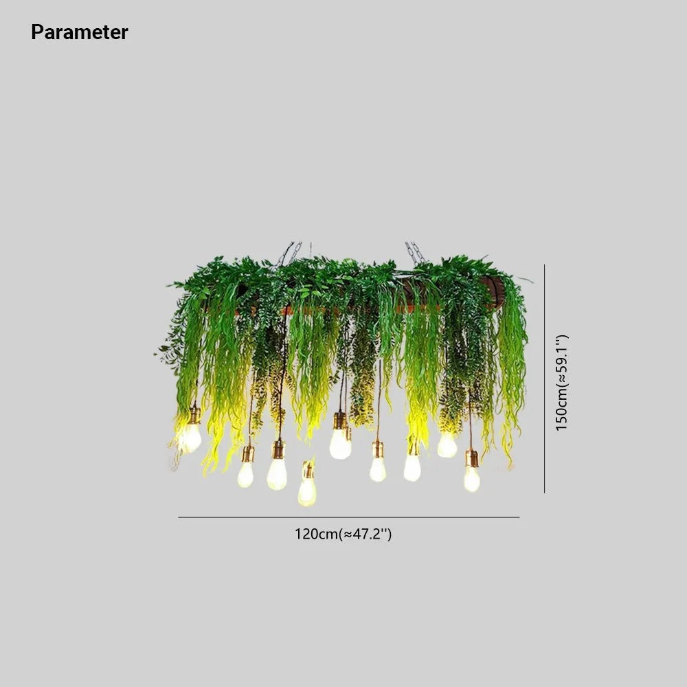 Nogatet Natural Decorative Rectangular Plant Metal Pendant Light Green