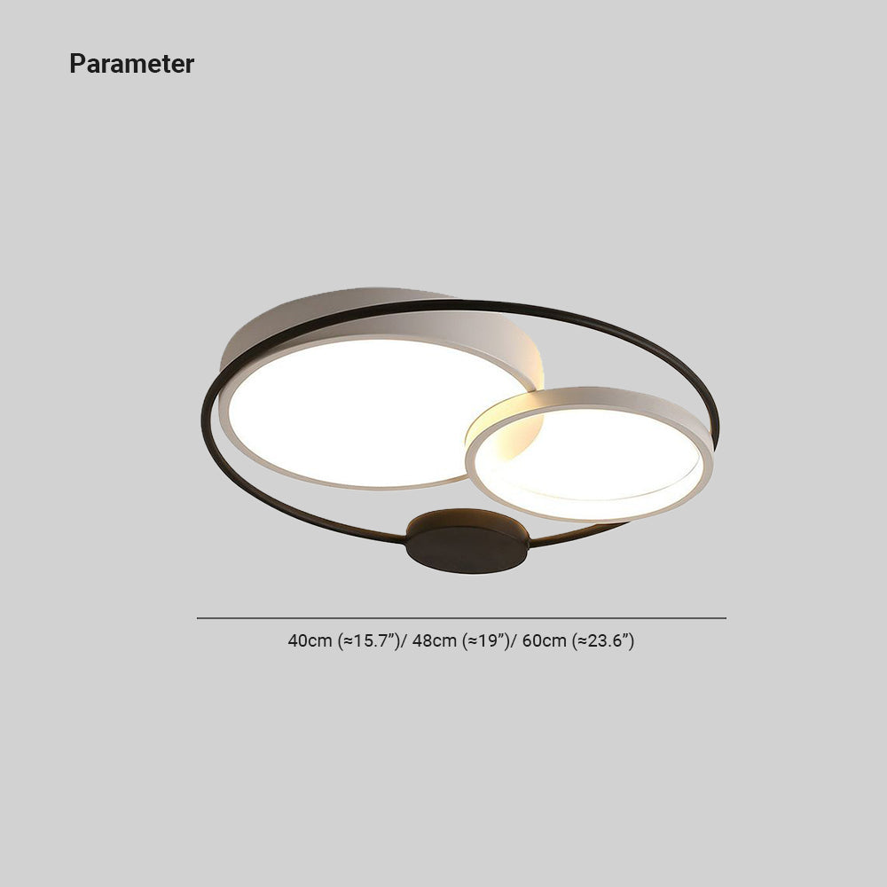 Takavin Modern Circular LED Flush Mount Ceiling Light, Black & White