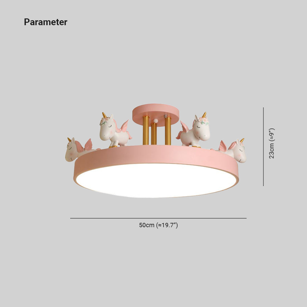Pakemude Modern Round Unicorn Semi-Flush Mount Ceiling Light