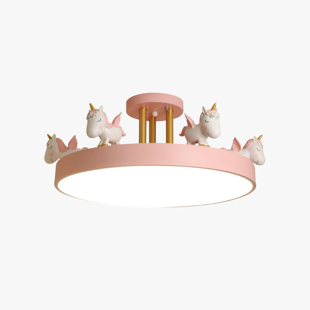 Pakemude Modern Round Unicorn Semi-Flush Mount Ceiling Light