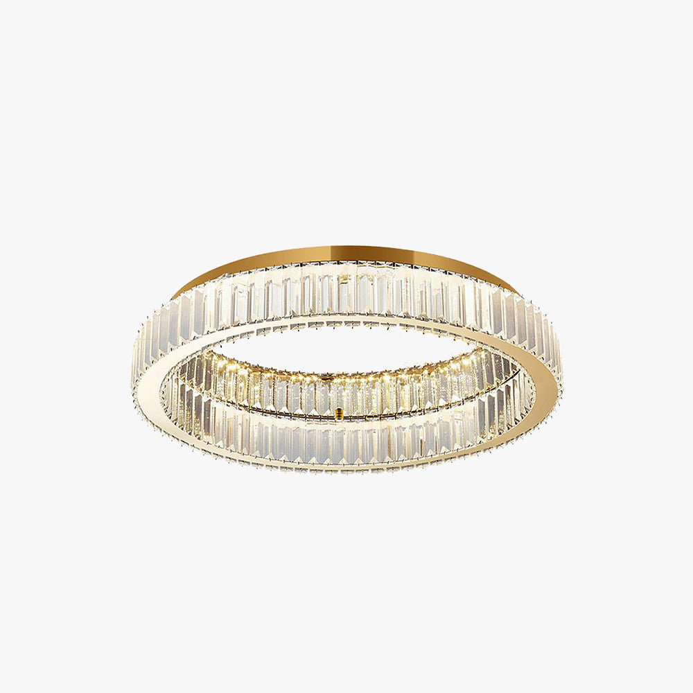 Saledud Modern Art Deco Circular Crystal Flush Mount Ceiling Light Gold