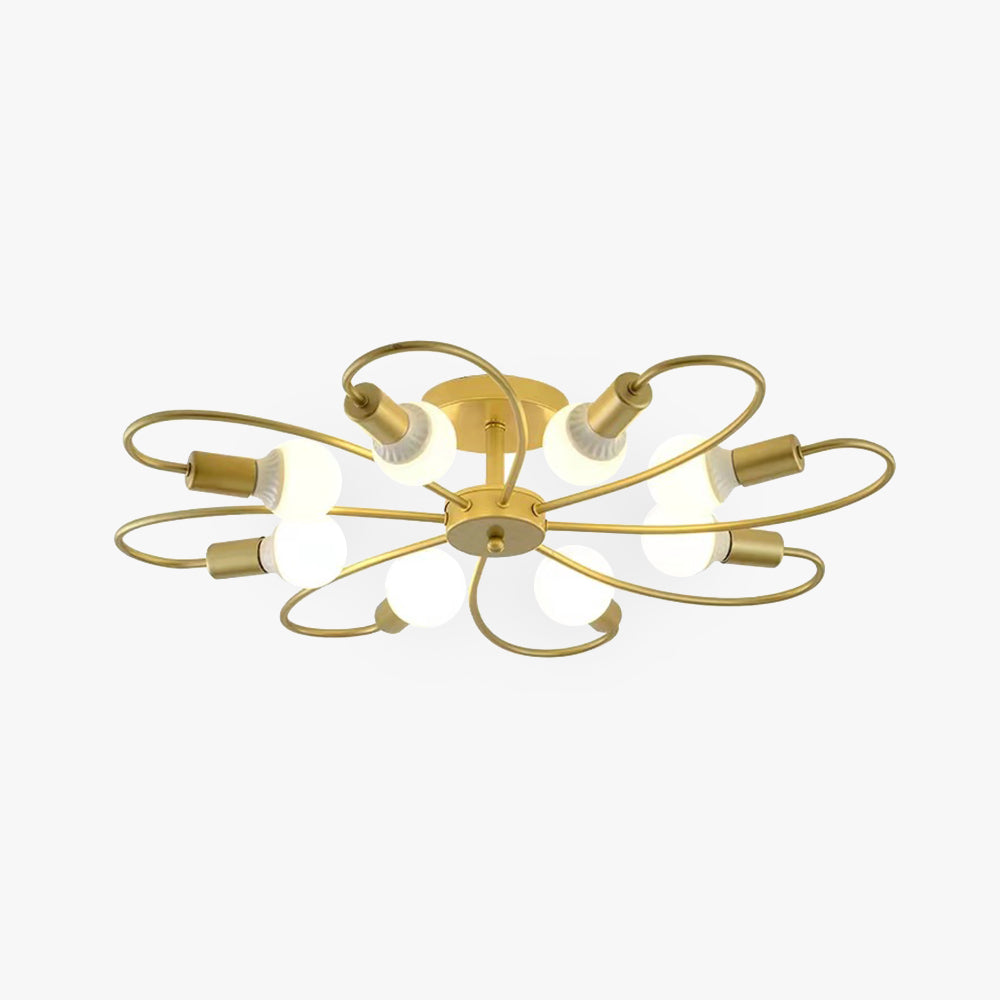 Pesubun Modern Metal Flush Mount Ceiling Light, Black/Gold