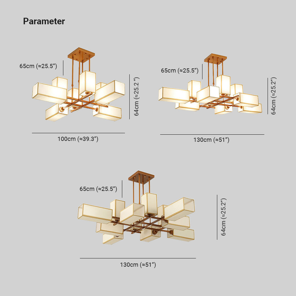 Peligud Pendant Light Square Retro, Metal/Fabric, Black/Gold, Living Room