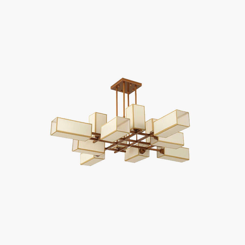 Peligud Pendant Light Square Retro, Metal/Fabric, Black/Gold, Living Room