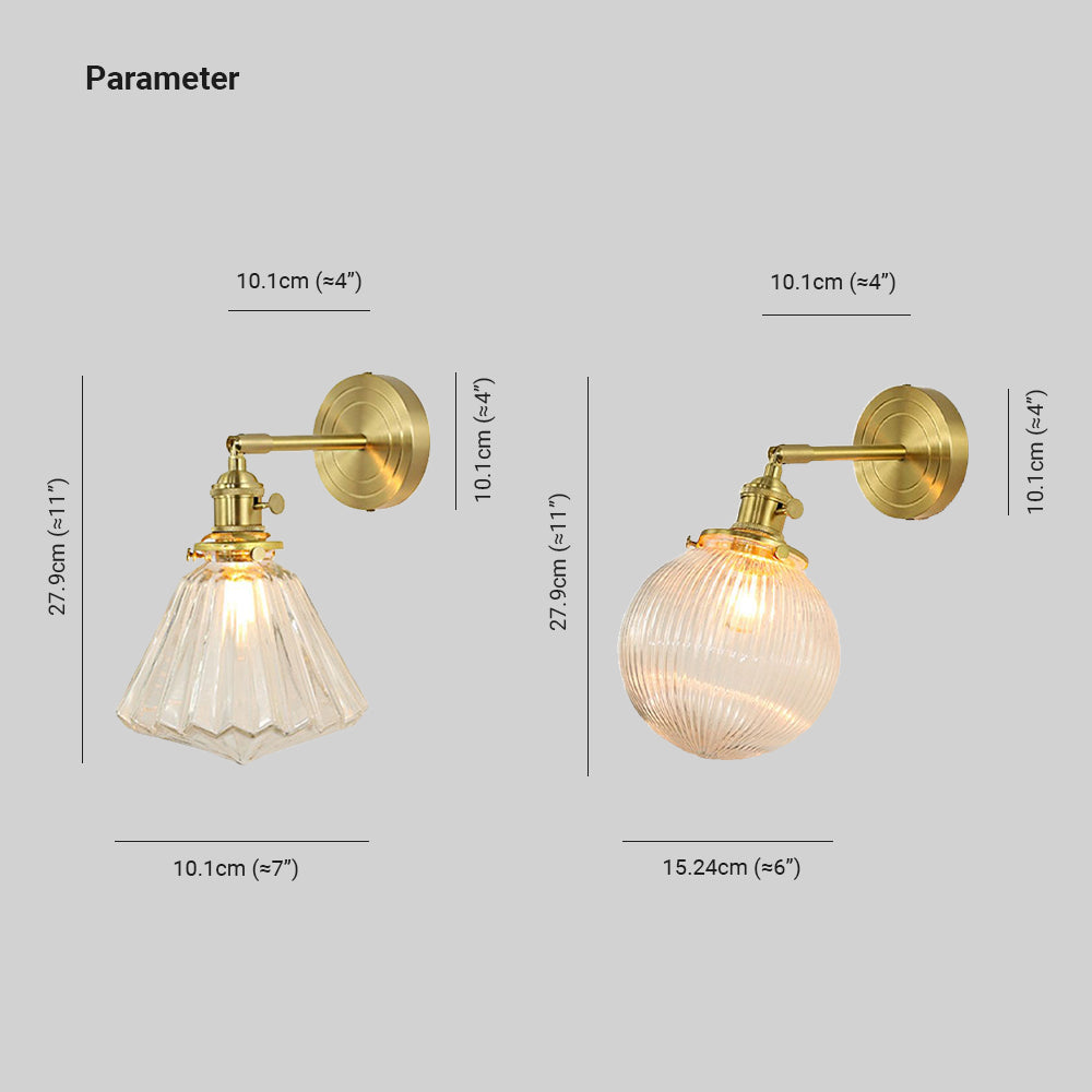 Disobuk Luxury Globe/Flower Glass Vanity Wall Lamp, Gold, Bedroom