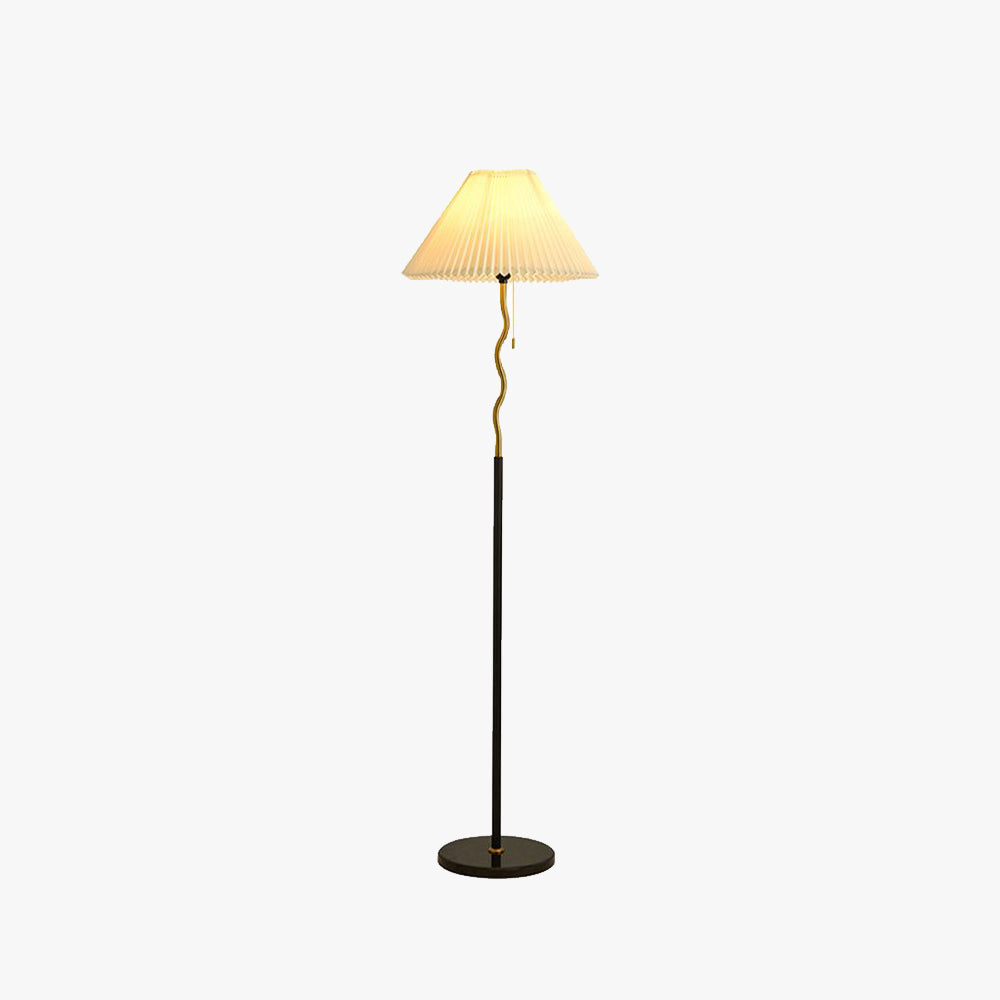 Lutelok Vintage Retro Geometric Pleated Metal Fabric Floor Lamp, Black