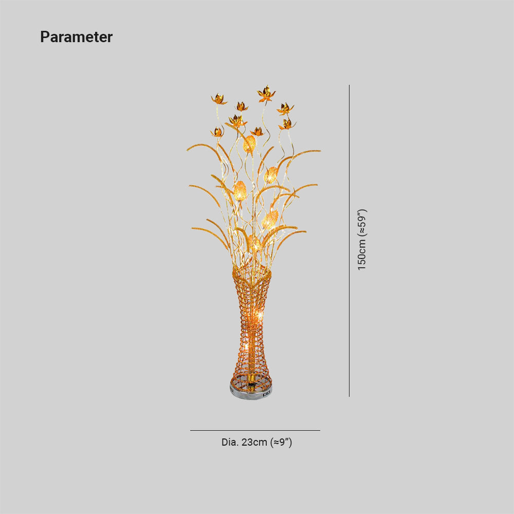 Vipomis Art Deco Vase Gold Metal Floor Lamp, Living Room
