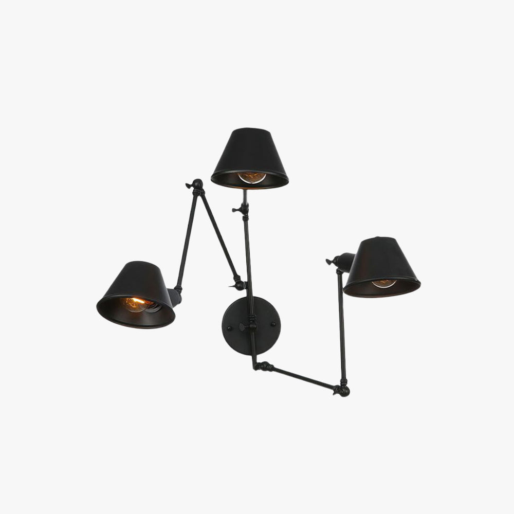 Vepemak Vintage Adjustable Metal Wall Lamp, Black/Rust, Bedroom