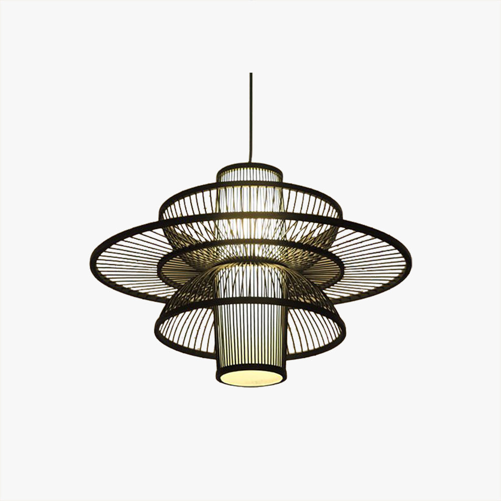 Zalepis Lotus-Shaped Rattan Pendant Light