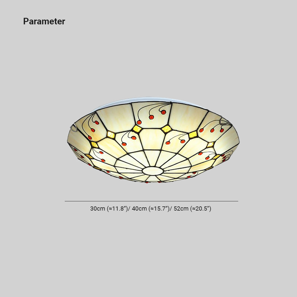 Hukebem Rustic Glass Flush Mount Ceiling Light, White, Kitchen