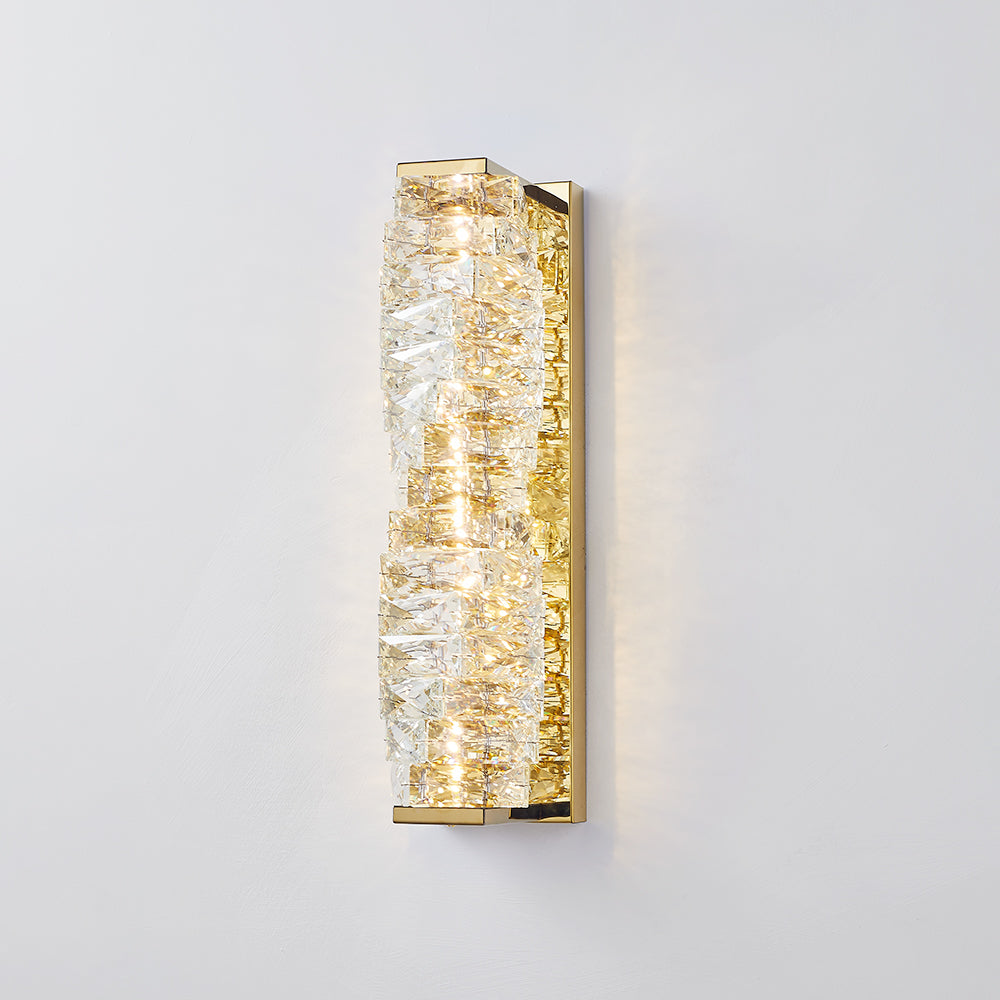 Babegot Modern Rectangular Vanity Metal Crystal LED Wall Lamp